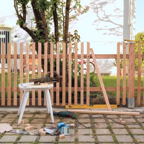 wood fence repair in backyard in silverhill al